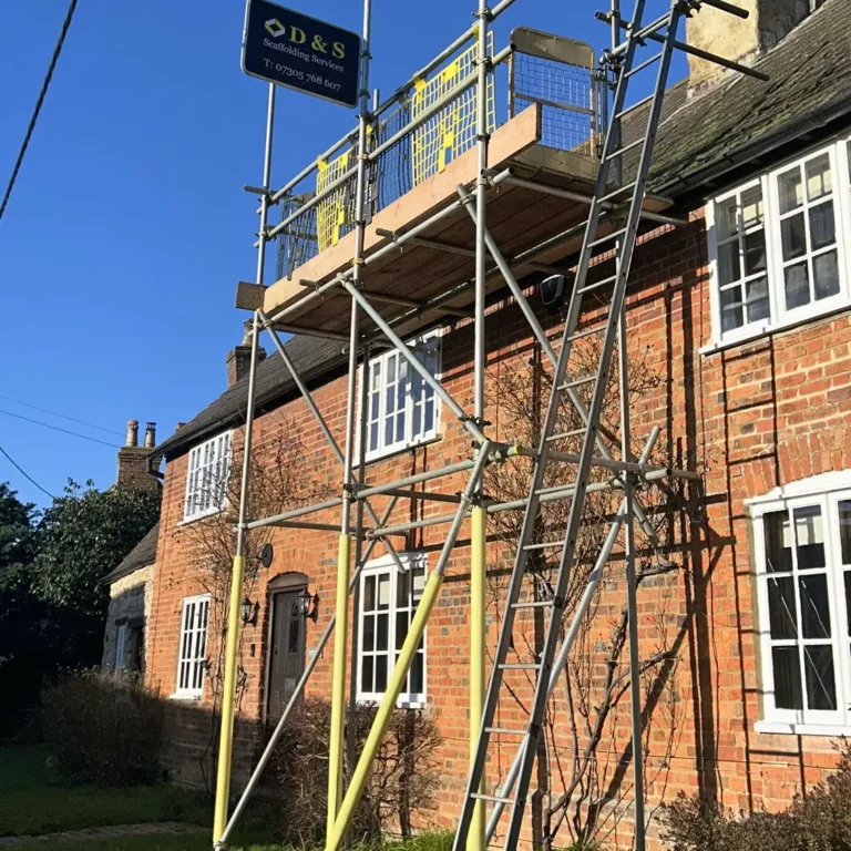 Scaffold setup on a commercial building